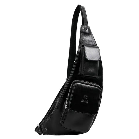 Leather Sling Bag Crossbody Bag - the Monk-Cross Body Bag-Time Resistance-Black-Urbanheer