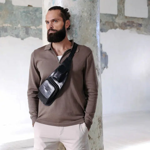 Leather Sling Bag Crossbody Bag - the Monk-Cross Body Bag-Time Resistance-Brown-Urbanheer