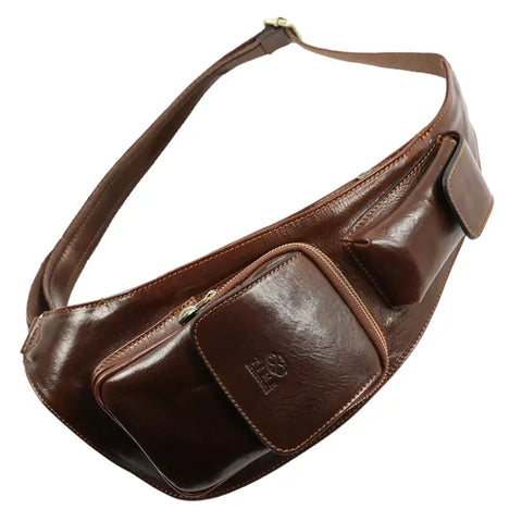 Leather Sling Bag Crossbody Bag - the Monk-Cross Body Bag-Time Resistance-Brown-Urbanheer