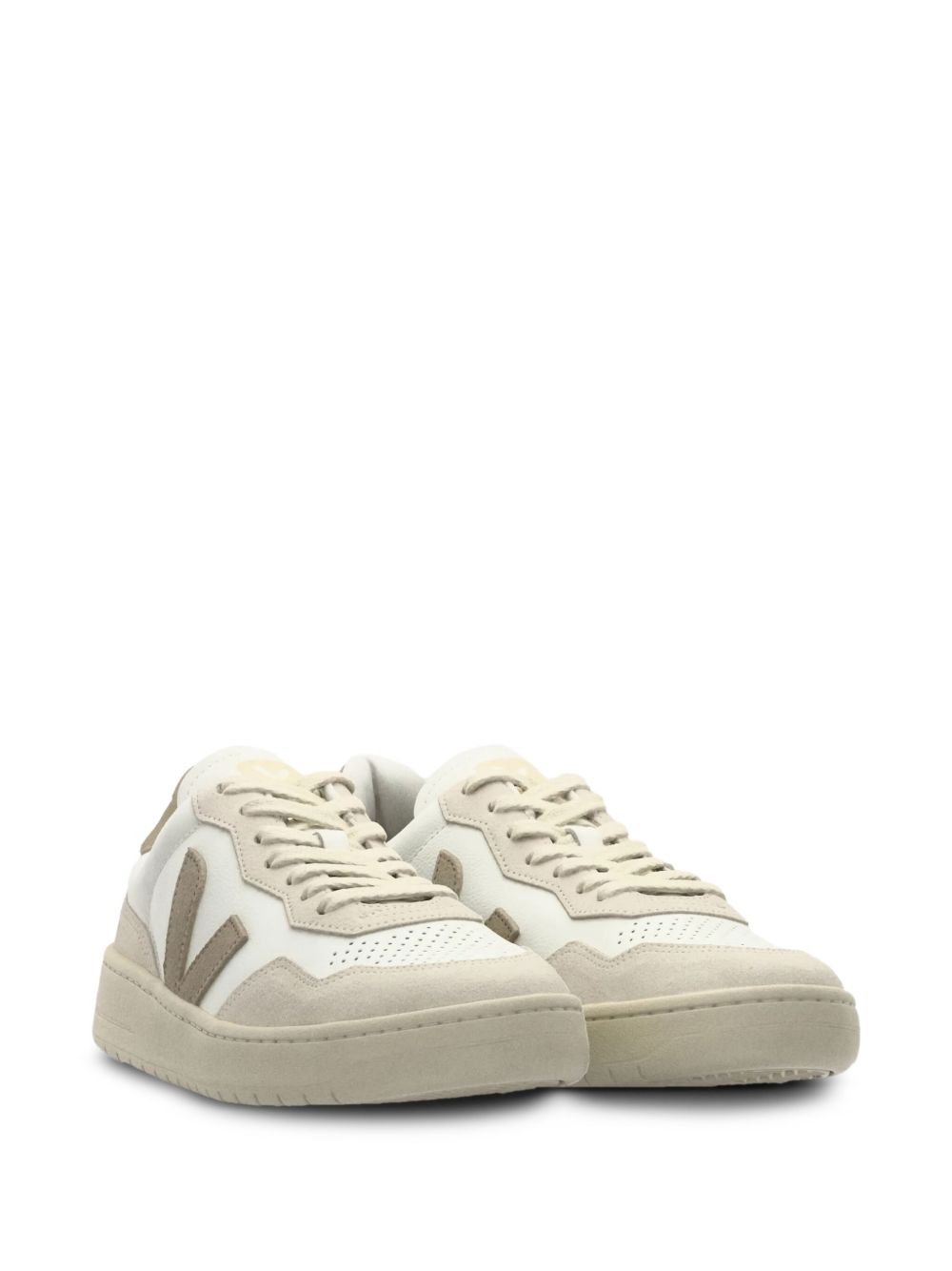 Leather Sneakers with Suede Heel Tab for Comfort
