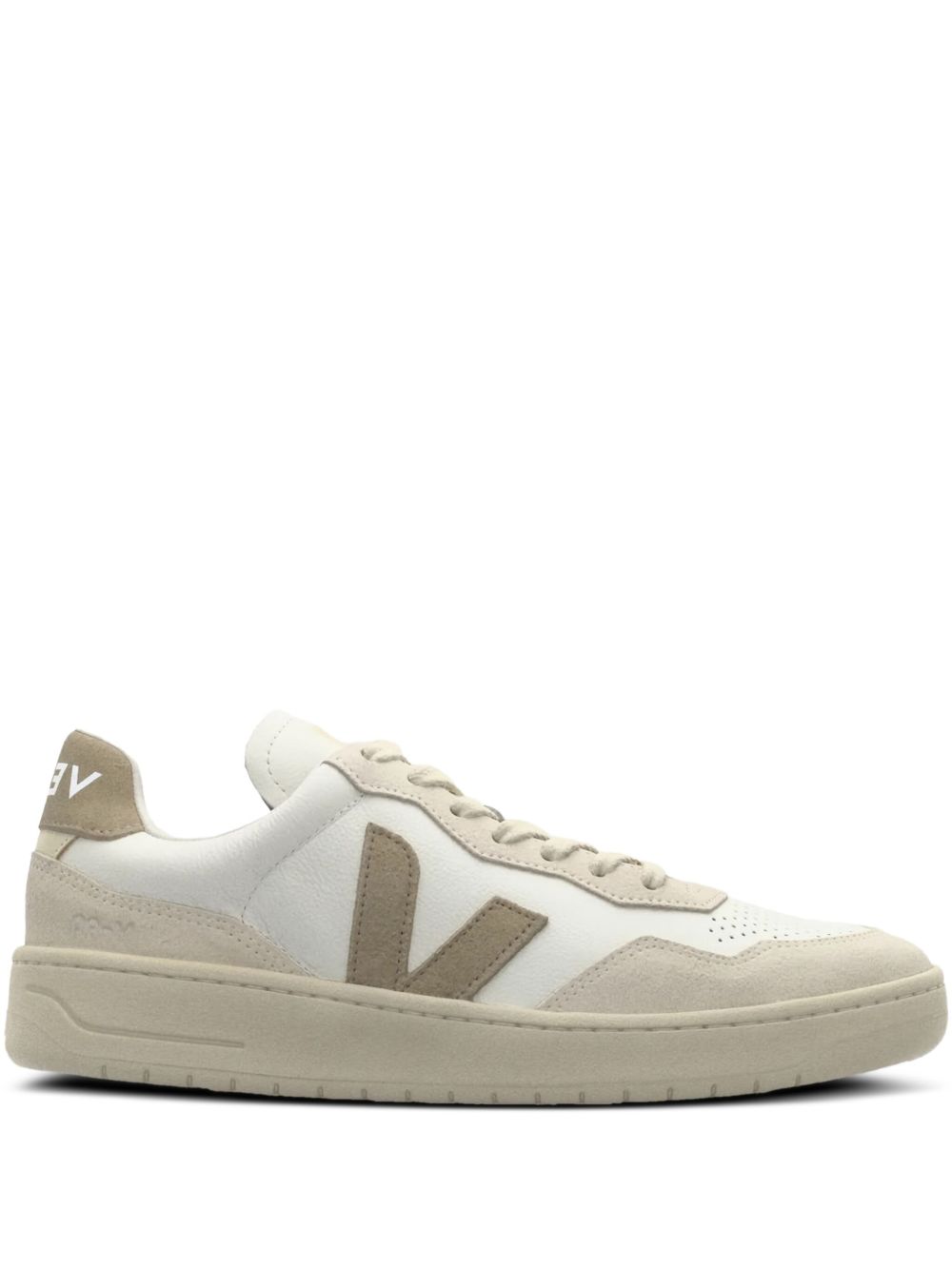 Leather Sneakers with Suede Heel Tab for Comfort