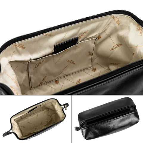 Leather Toiletry Bag - Four Past Midnight Black-Toiletry Bag-Time Resistance-Black-Urbanheer