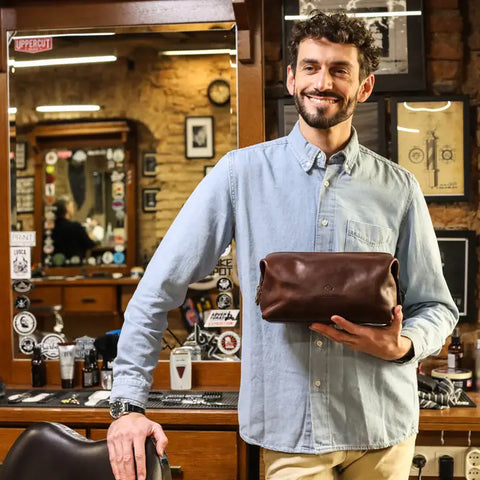 Leather Toiletry Bag - Four Past Midnight Brown-Toiletry Bag-Time Resistance-Brown-Urbanheer