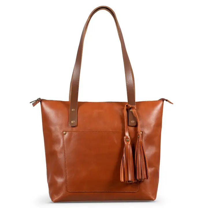 Leather Tote with Zipper Saddle Brown-Bag-Hides-S-Saddle Brown-Urbanheer