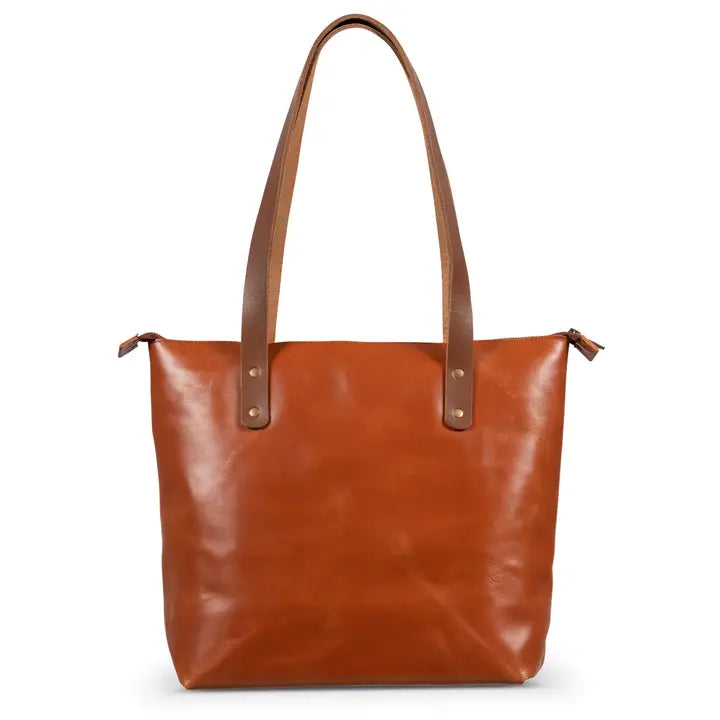 Leather Tote with Zipper Saddle Brown-Bag-Hides-S-Saddle Brown-Urbanheer