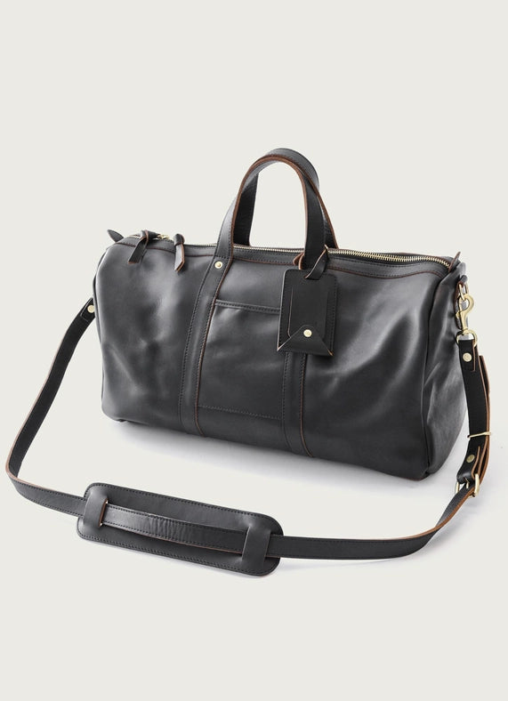 Leather Travel Duffle Bag-Duffle Bag-WP Standard-* Width: 21" * Height: 11" * Depth: 9.5"-Desert Black-Urbanheer