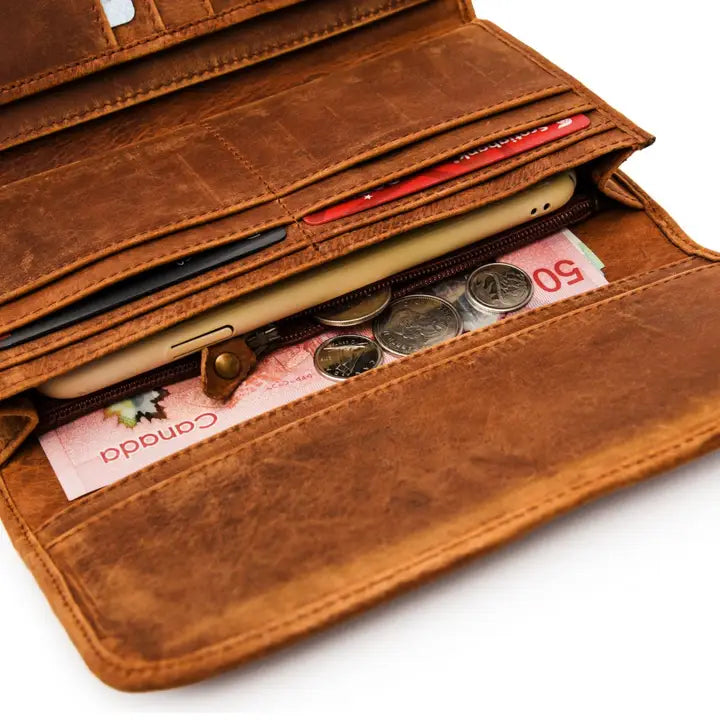 Leather Trifold Wallet - Saddle Brown-Wallet-Hides-7.75x1x4.25 In-Saddle Brown-Urbanheer