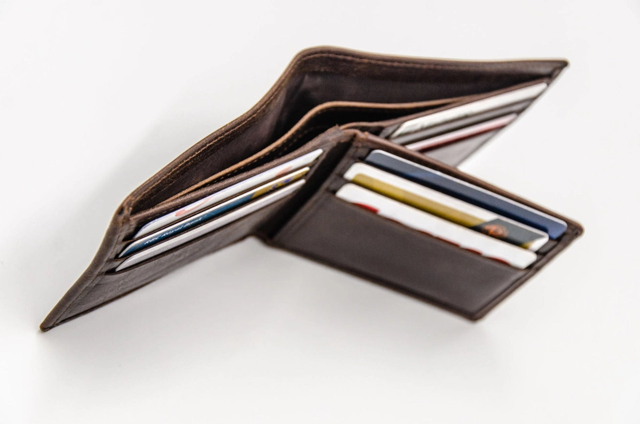 Leather Wallet For Men - Full Grain Leather 9 Card Bifold Dark Brown-Wallet-Hides-4.5 x 0.7 x 3.5 in (11.4 x 1.8 x 8.9 cm)-Urbanheer