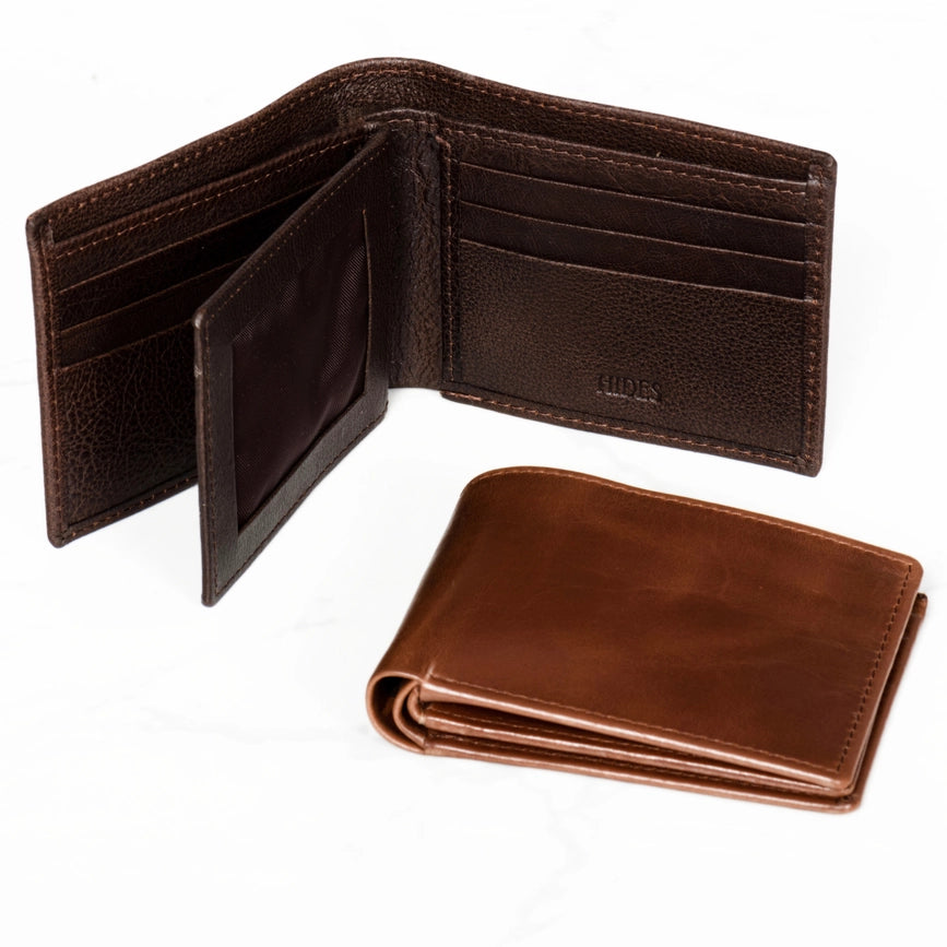 Leather Wallet For Men - Full Grain Leather 9 Card Bifold Dark Brown-Wallet-Hides-4.5 x 0.7 x 3.5 in (11.4 x 1.8 x 8.9 cm)-Urbanheer