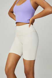 Leda Lycra® High Waist Active Shorts EggShell-Shorts-91thelabel-S-Urbanheer