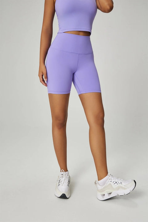 Leda Lycra® High Waist Active Shorts Purple-Shorts-91thelabel-S-Urbanheer