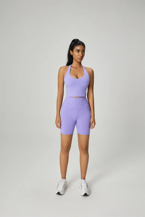 Leda Lycra® High Waist Active Shorts Purple-Shorts-91thelabel-S-Urbanheer