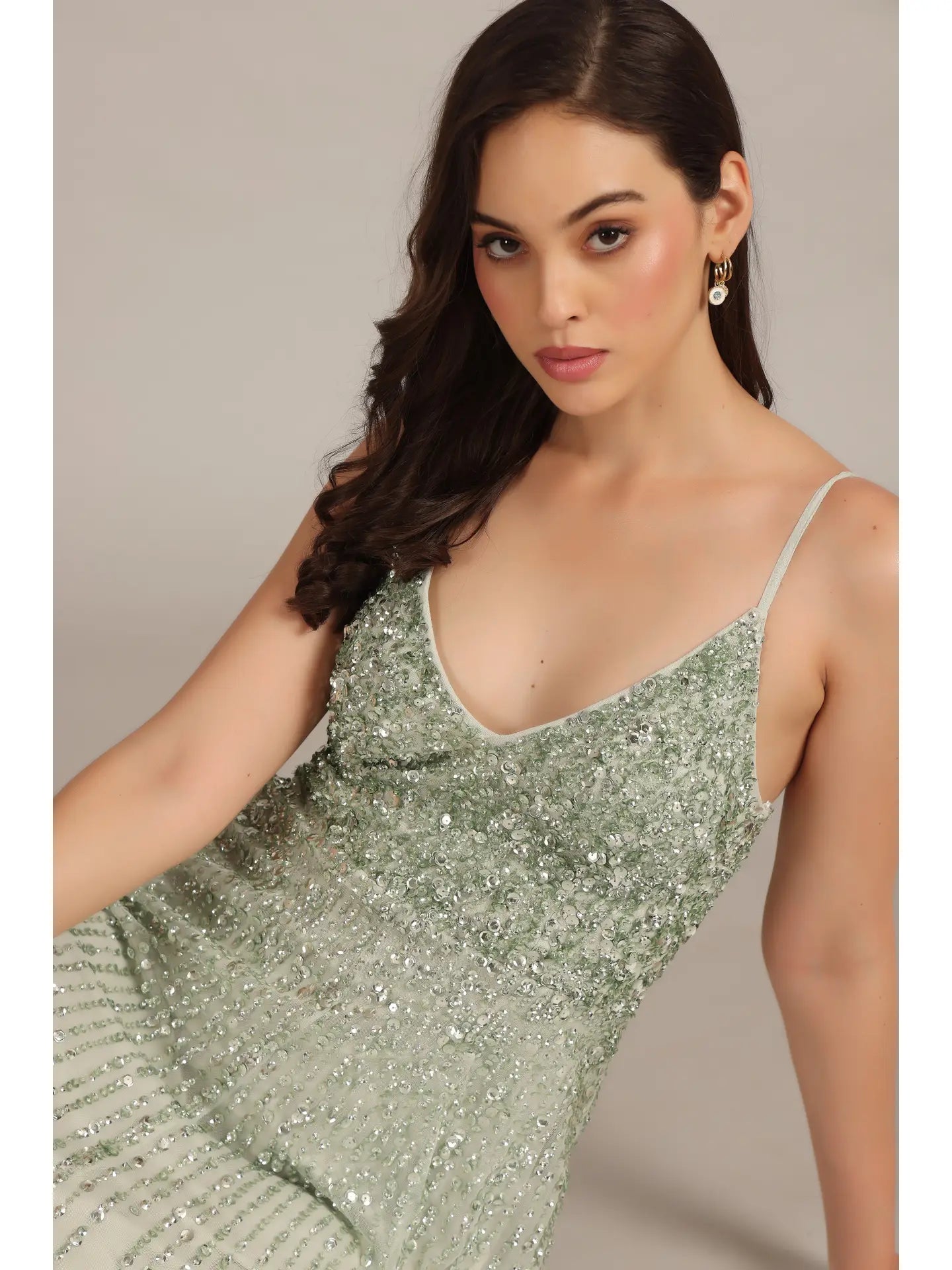 Legacy Embellished Maxi Dress in Sage Green