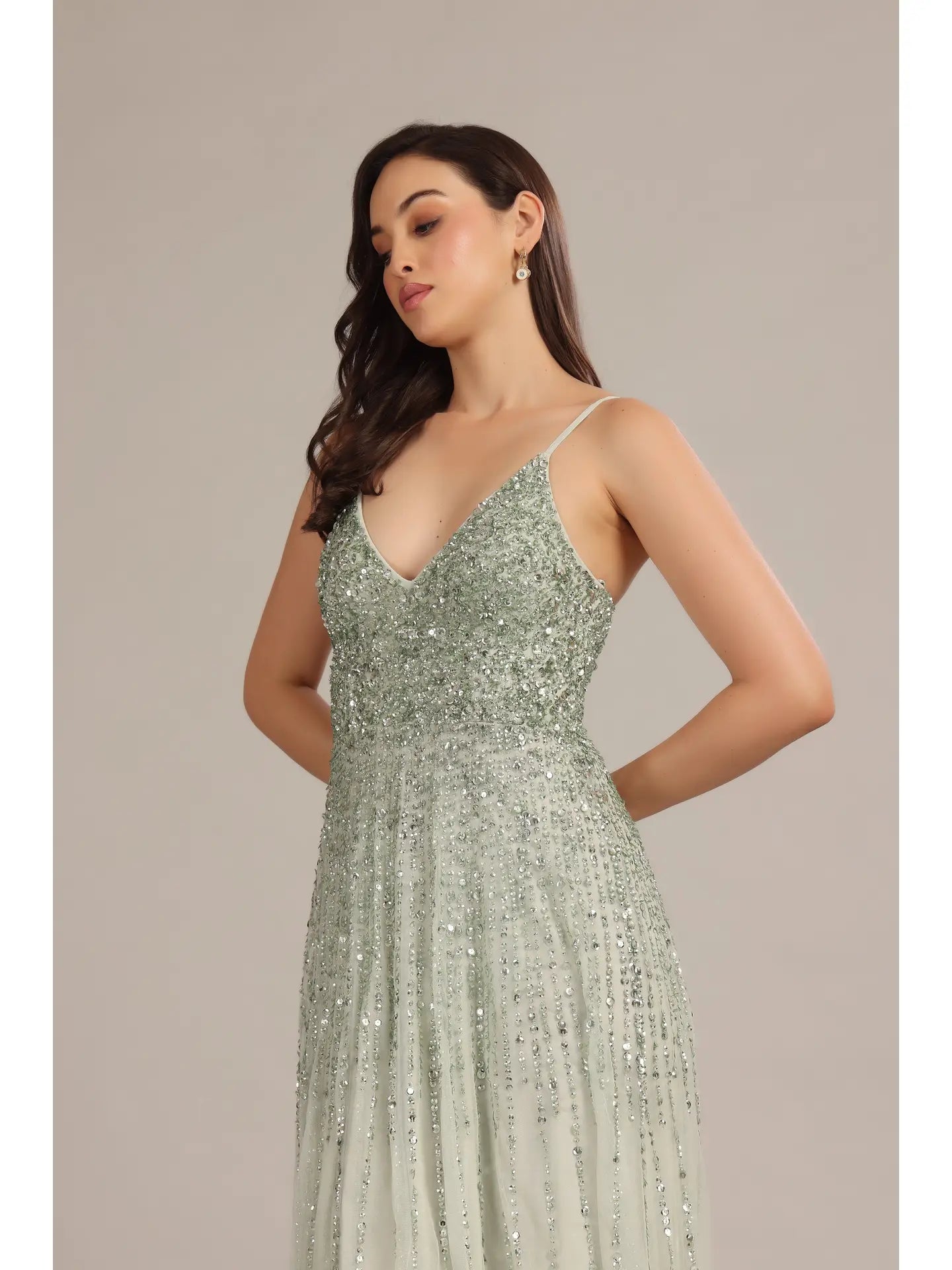 Legacy Embellished Maxi Dress in Sage Green