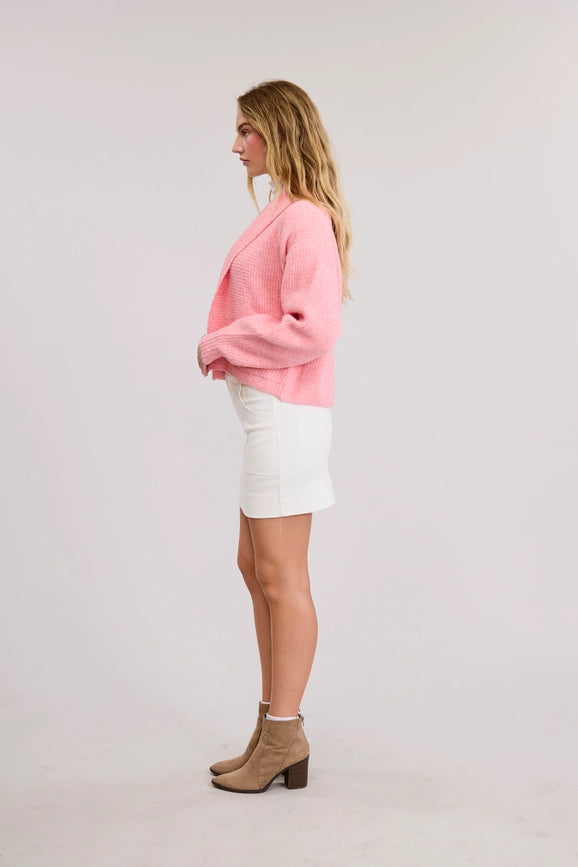 Leina Roll Collar Sweater Cardigan-Cardigan-FLAT WHITE-XS/S-Urbanheer