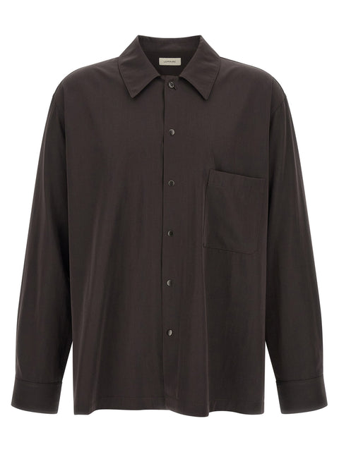 Lemaire Brown Wool Gabardine Overshirt