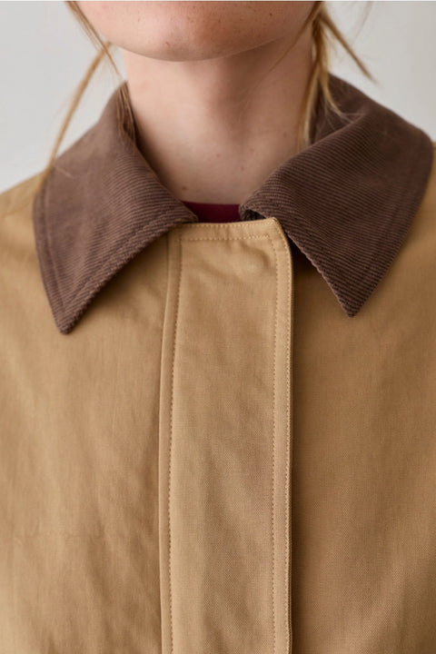 Lennon Contrast Collar Drawstring Waist Barn Jacket