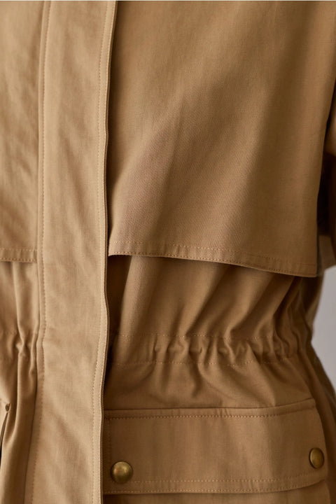 Lennon Contrast Collar Drawstring Waist Barn Jacket