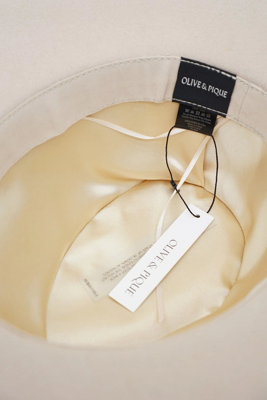 Lenny - 100% Wool Felt Pencil Brim Rancher Hat, Beige-Hats-Olive & Pique-circumference of 58/59cm-Urbanheer