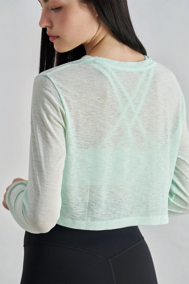 Leona Sheer Long Sleeve Cropped Cover-Up Mint-TOP-91thelabel-S/M-Mint-Urbanheer