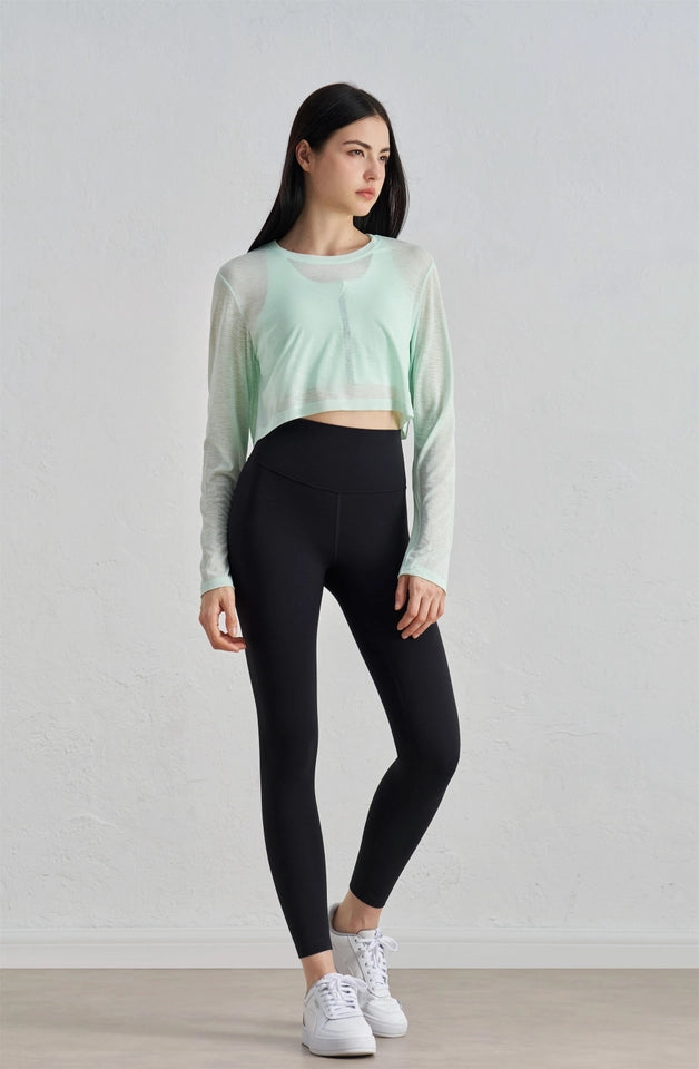 Leona Sheer Long Sleeve Cropped Cover-Up Mint-TOP-91thelabel-S/M-Mint-Urbanheer