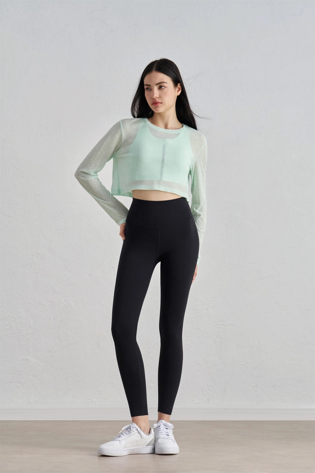 Leona Sheer Long Sleeve Cropped Cover-Up Mint-TOP-91thelabel-S/M-Mint-Urbanheer