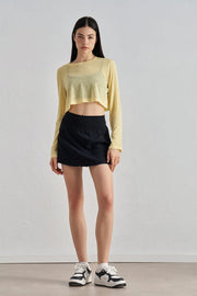 Leona Sheer Long Sleeve Cropped Cover-Up Soft Butter-TOP-91thelabel-S/M-Soft Butter-Urbanheer