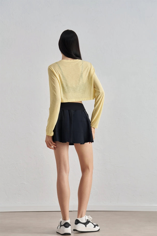 Leona Sheer Long Sleeve Cropped Cover-Up Soft Butter-TOP-91thelabel-S/M-Soft Butter-Urbanheer