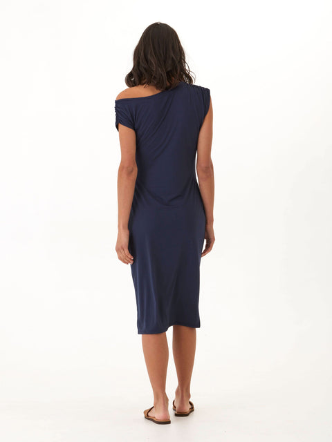 Leoni Luxe Jersey Ruched Midi Dress