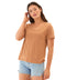 Leonora Textured Slub Jersey Ruched Vneck Top