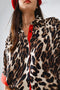 Leopard 3/4 Sleeves Shirt with Red Details-Shirt-Q2-S-Brown-Urbanheer