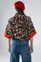 Leopard 3/4 Sleeves Shirt with Red Details-Shirt-Q2-S-Brown-Urbanheer