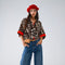 Leopard 3/4 Sleeves Shirt with Red Details-Shirt-Q2-S-Brown-Urbanheer
