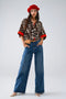Leopard 3/4 Sleeves Shirt with Red Details-Shirt-Q2-S-Brown-Urbanheer