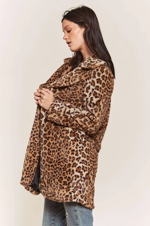 Leopard Faux Fur Midi Length Jacket-Jacket-Hers & Mine-S-LEOPARD-Urbanheer