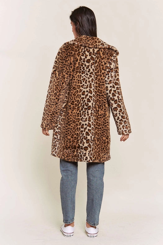 Leopard Faux Fur Midi Length Jacket-Jacket-Hers & Mine-S-LEOPARD-Urbanheer