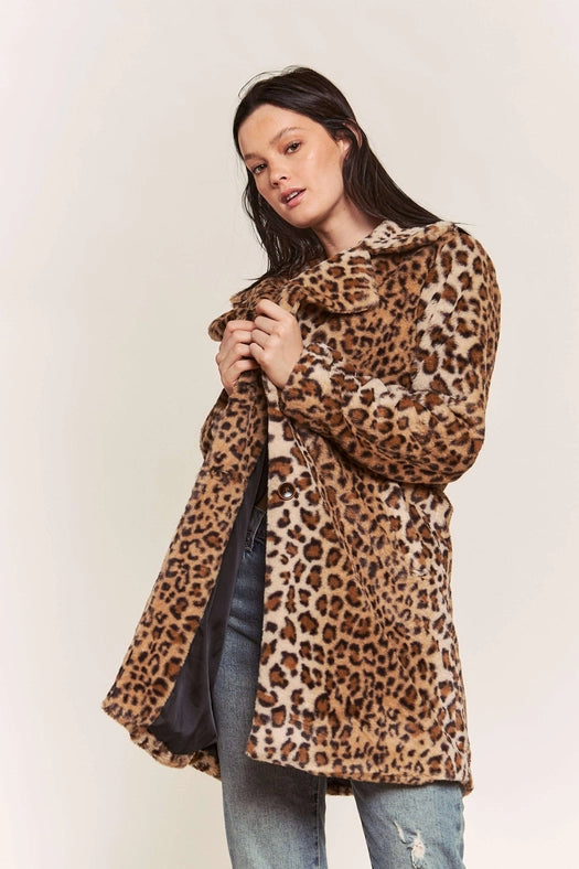 Leopard Faux Fur Midi Length Jacket-Jacket-Hers & Mine-S-LEOPARD-Urbanheer