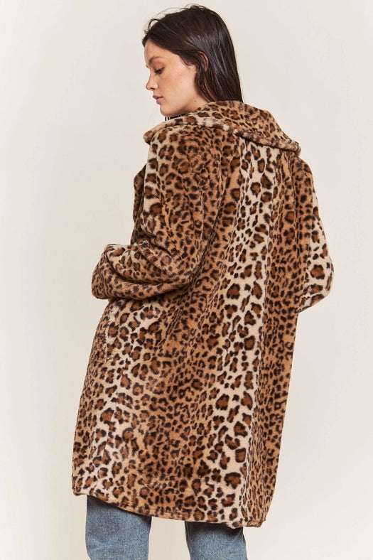 Leopard Faux Fur Midi Length Jacket-Jacket-Hers & Mine-S-LEOPARD-Urbanheer