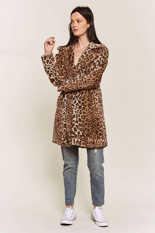 Leopard Faux Fur Midi Length Jacket-Jacket-Hers & Mine-S-LEOPARD-Urbanheer