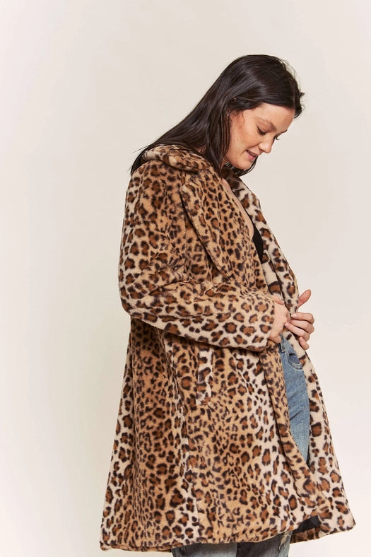 Leopard Faux Fur Midi Length Jacket-Jacket-Hers & Mine-S-LEOPARD-Urbanheer