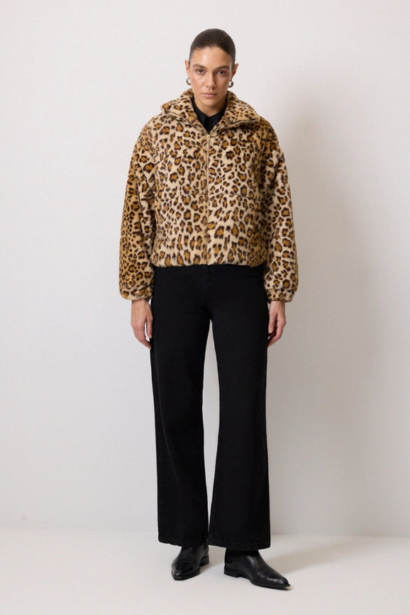 Leopard Patterned Plush Coat-Coat-Touché-S-Patterned-Urbanheer
