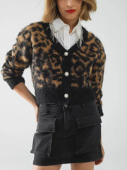 Leopard Print Cardigan Made of Knitted Fabric with Wool in Camel-Cardigan-Q2-One Size-Black-Urbanheer
