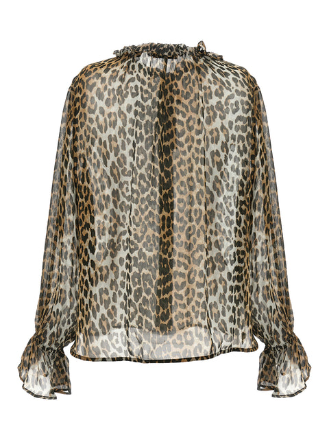 Leopard Print Chiffon Shirt for Comfort