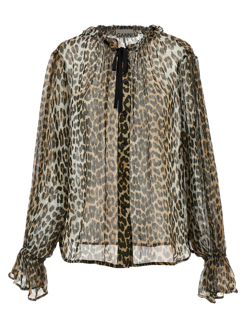 Leopard Print Chiffon Shirt for Comfort