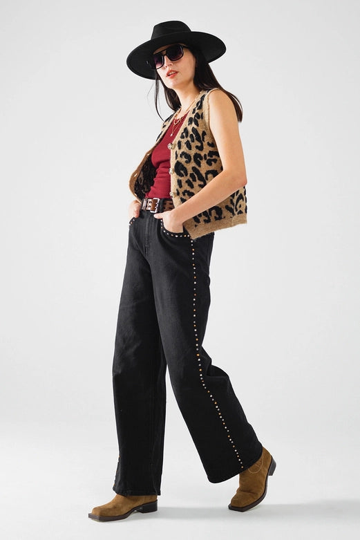 Leopard Print Knitted Vest-Vest-Q2-OS-Brown-Urbanheer