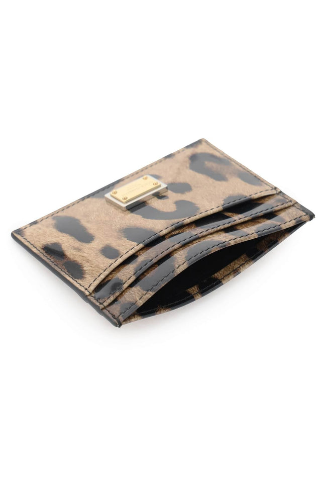 Leopard Print Leather Cardholder-women > accessories > wallets and small leather goods > card holders-Dolce & Gabbana-os-Beige-Urbanheer
