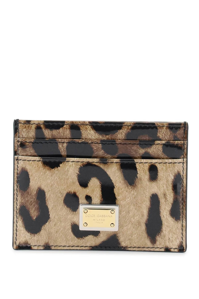 Leopard Print Leather Cardholder-women > accessories > wallets and small leather goods > card holders-Dolce & Gabbana-os-Beige-Urbanheer
