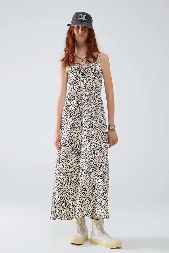 Leopard Print Maxi Dress with Knot Detail-Dress-Q2-S-Beige-Urbanheer