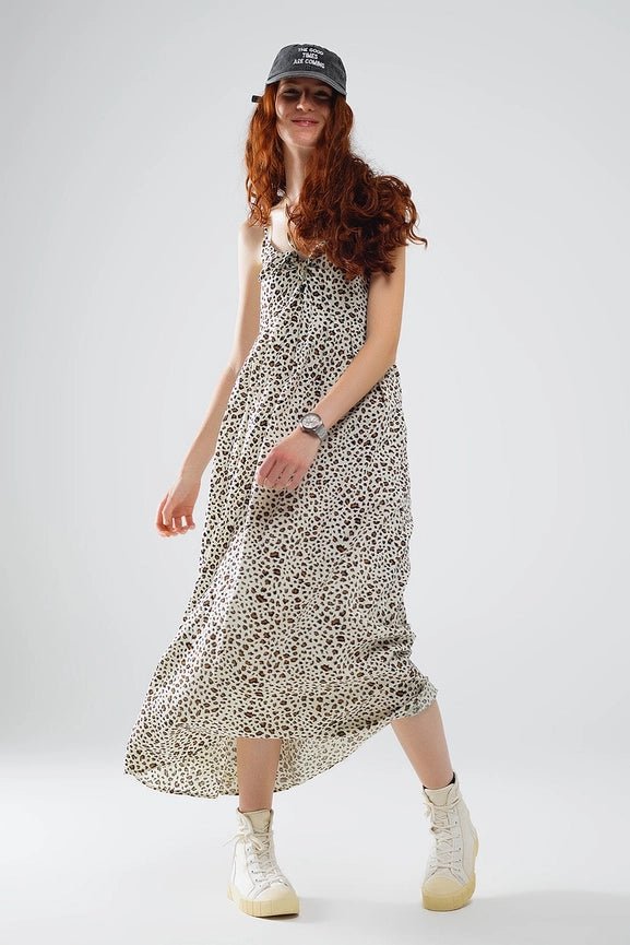 Leopard Print Maxi Dress with Knot Detail-Dress-Q2-S-Beige-Urbanheer
