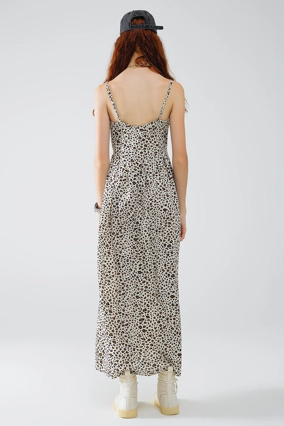 Leopard Print Maxi Dress with Knot Detail-Dress-Q2-S-Beige-Urbanheer